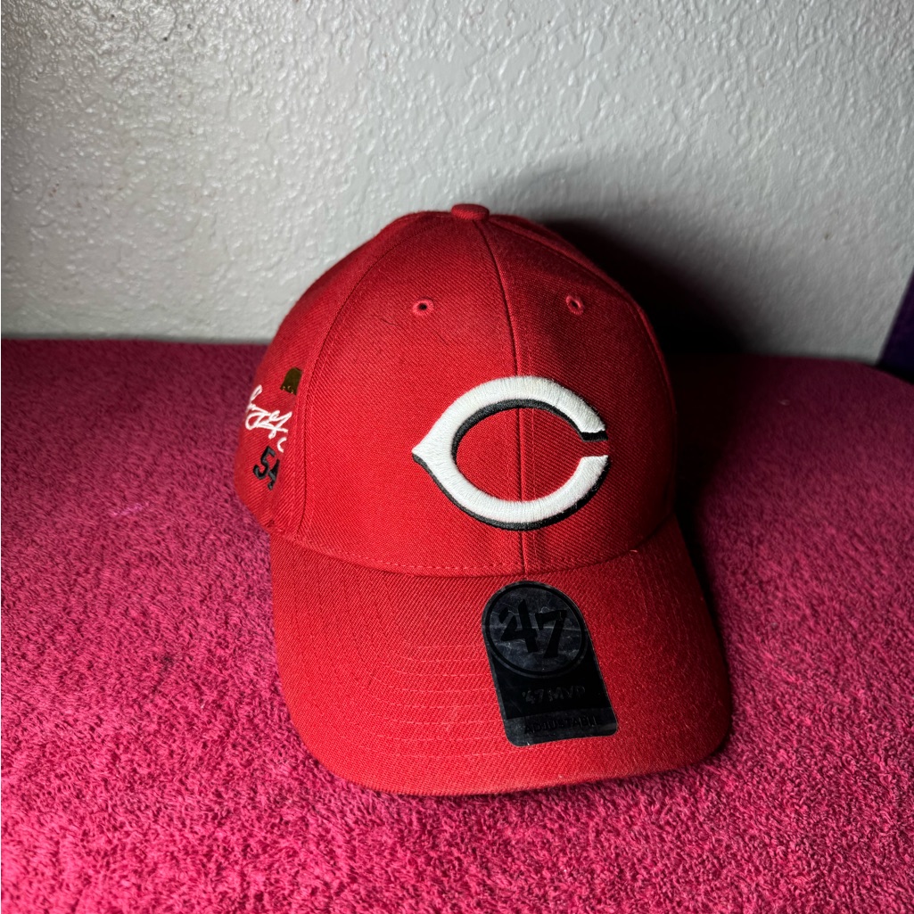 Red Baseball Cap With White Logo